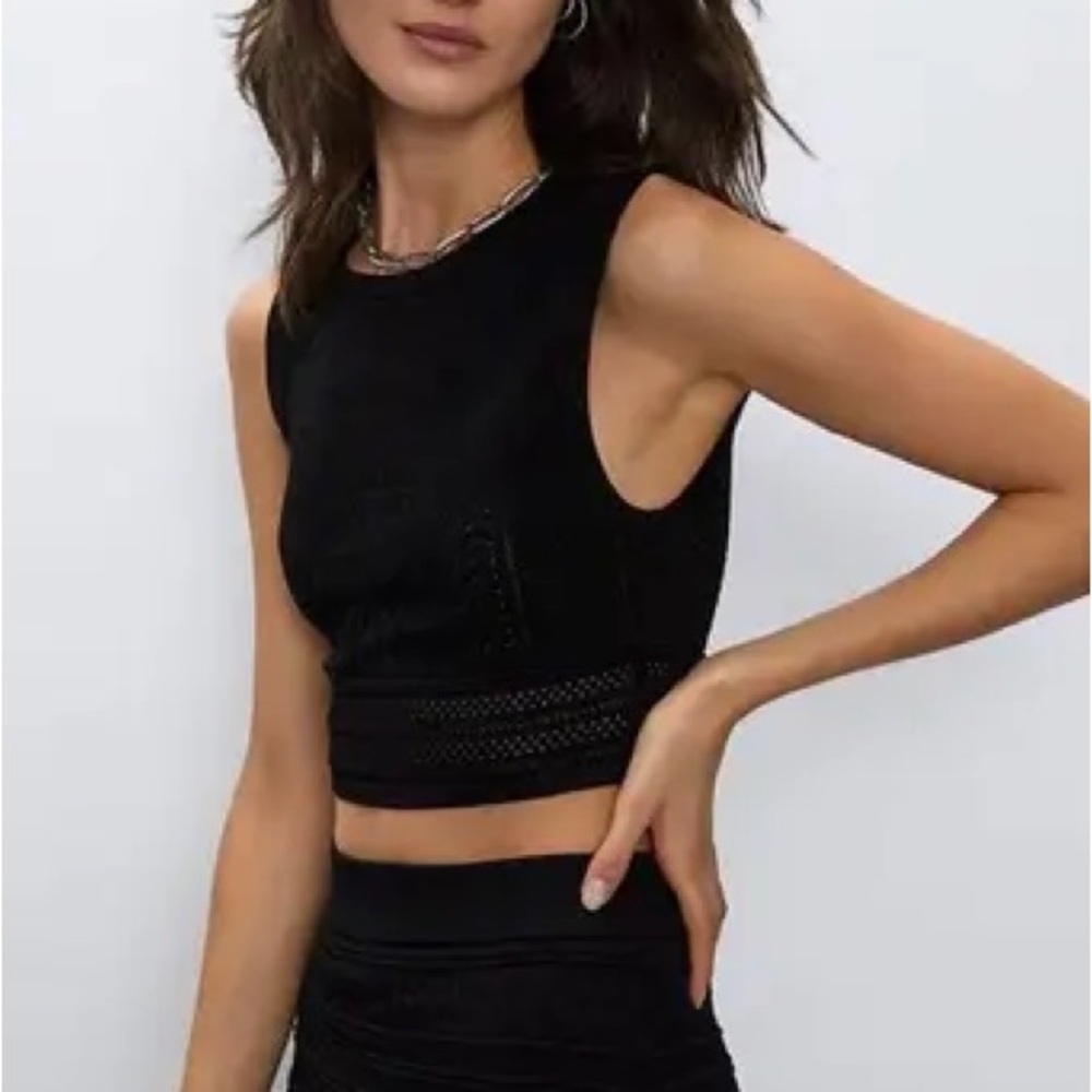 Babaton (Aritzia) Black Pointelle Crop Tank